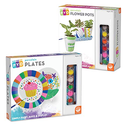 MindWare Paint Your Own Porcelain Plates and Flower Pots: Set of 2