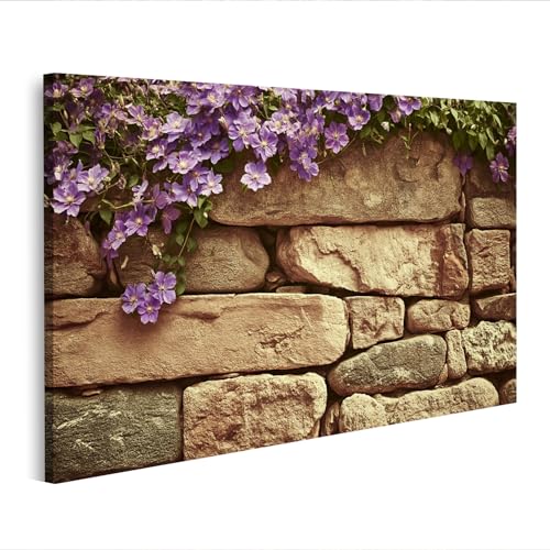Impression sur toile fleurs de clématites pour décoration salon nature