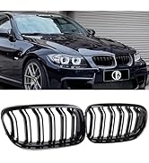 Gangying E90 E91 Grill Compatible for 3 Series E90 E91 Double Slats Gloss Black Kidney Grille 200...