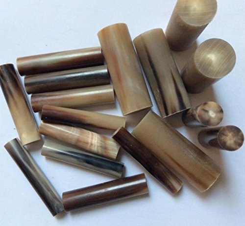 Tiger 5pcs Varied Size and Colour Water Buffalo/Yak Horn Rod Roll Blanks (Black, 3.6x6.0)