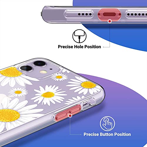 Cute Case Compatible With Iphone 11 Flower Floral Unique Design For Women Girls Kids Clear With White Daisy Pattern Design Slim Thin Soft Silicone Tpu Protective Phone Cover For Iphone 11(6.1 Inch) #TOP3