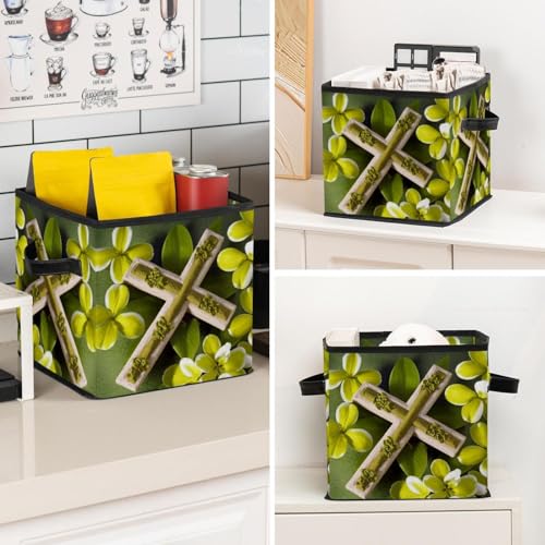 Cesta de almacenamiento duradera de alta resistencia con diseño verde Pascua 8