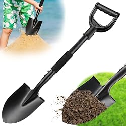 Shovel, Garden Shovels for Digging Gardening Heavy Duty, 31 inch Small Short Metal Shovel with D-Handle, Sharp Round Point Blade, Comfort Grip, Camping, Off Road, Soil, Kids Sand Beach Mini Spade Tool
