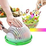 Salad Cutter Bowl,Fruit Vegetable Salad Chopper Bowl,Rainbow Fork Cutlery,Upgraded Easy Salad Make,Fresh Salad Slicer FDA-Approved