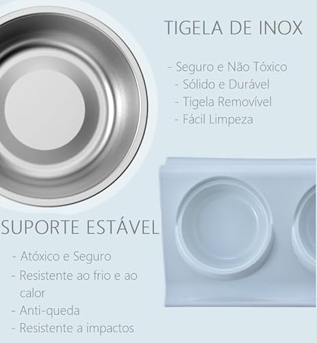 Comedouro e Bebedouro Pote Ração Duplo Cães Gatos Pet Inox (Rosa)