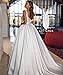yinyyinhs Satin Wedding Dresses for Bride Spaghetti Straps A-line Square Neck Backless Bridal Ball Gowns for Beach Wedding Dress White US10