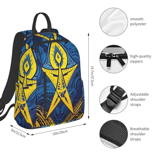 Backpack 14.7 inch Lightweight Large Bookbag Blue and yellow tribal Daypack for Travel Office Work2