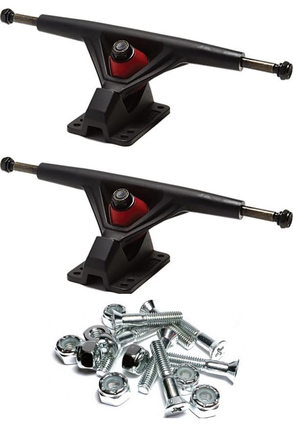 Seismic Skate Systems 180mm Aeon 30 Degree Flat Black Skateboard Reverse Kingpin Trucks with 1