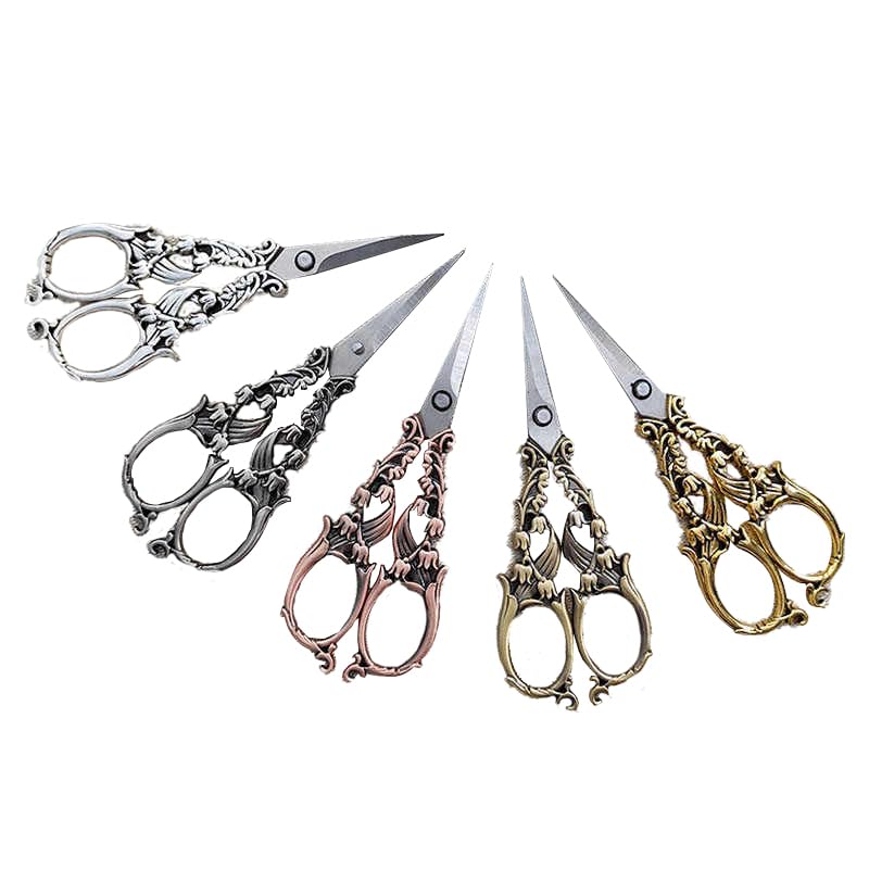 15cm Floral Retro Style Sewing Scissors Embroidery Retro Dressmaker Tailor Shears Antique Scissors for Fabric Tool Needlework Student Stationery Office Scissors (red)