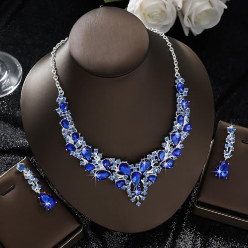 Image of Shining Diva Fashion Stylish Design Fancy Crystal Necklace Jewellery Set for Women | Trendy Celebrity Inspired Jewellery
