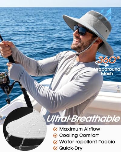 Image of FURTALK Sun Hats for Men Women UPF Sun Protection Breathable Wide Brim | Nylon UV Protection, Breathable Adjustable, 2-in-1 Wide Brim, Packable Water-Resistant, Fishing Hiking Summer