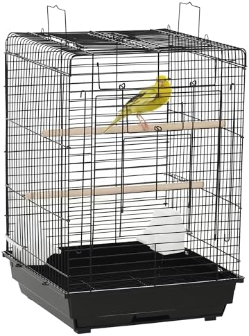 PawHut Bird Cage Metal Bird Cage 40 x 40 x 59 cm with Foldable Ro...