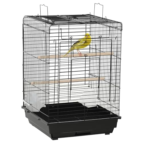 PawHut Jaula para Pájaros Jaula Metálica de Aves 40x40x59 cm con ...