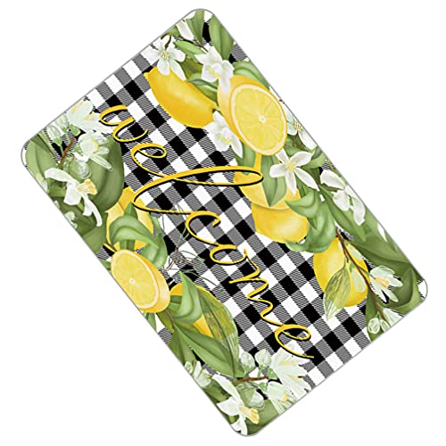 Amosfun Tapete doméstico antiderrapante para o verão, padrão limão, tapete Welcom, tapete para banhe