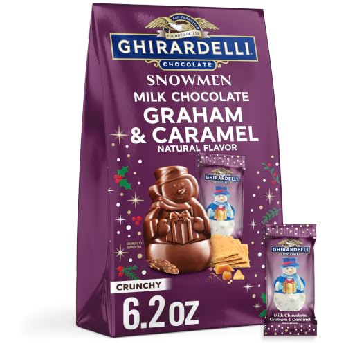 GHIRARDELLI Holiday Milk Chocolate Graham & Caramel Snowmen, 6.2 oz Bag