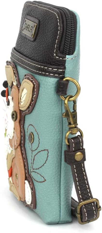 CHALA Woodland Animal Collection Cell Phone Crossbody Purse-Women PU Leather/Canvas Multicolor Handbag with Adjustable Strap - Bunny - blue - Image 3