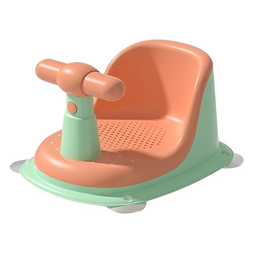 Milageto Asiento para bañera de bebé, sin ventosa para niñas y niños mayores de 6 meses, verde y naranja
