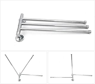 Towel Rail Stainless Steel Swing Out Towel Bar Swivel Towel Rack Bathroom Wall Mounted Towel Holder Organizer with 4 Hanging Towel Hanger (3)(Towel Rack only)