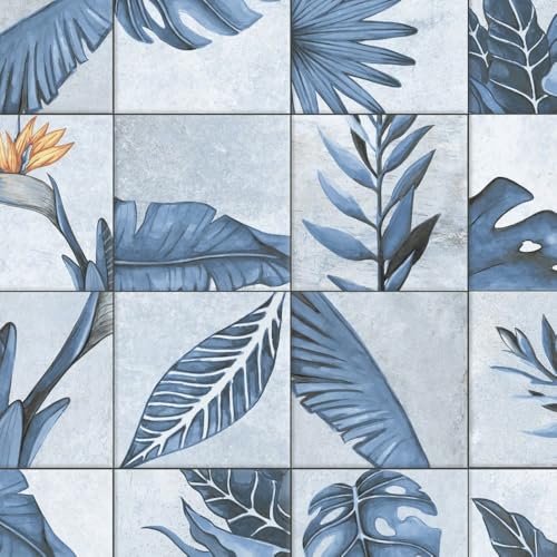 Nusa Botanic Sapphire 9-3/4" x 9-3/4" Porcelain Floor and Wall Tile