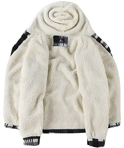 SwissWell Herren Hemdjacke Verdicken Kariertes mit Zipper Flanelljacke Plüschfutter Freizeit Gefüttert Holzfällerhemd Männer Winter Hemd Fleece Hoodie Winterjacke mit Brusttasche(Schwarz, L)