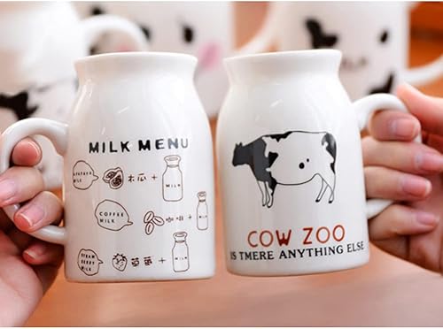 Miniatura 7 de ZaH Botella de leche de cerámica de 8 onzas para la mañana, tazas para el hogar, oficina, escuela, restaurante, club, fiesta, taza de leche, taza de