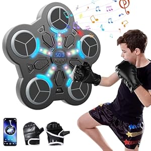 Music Boxing Machine,Boxing Machine Wall Mounted,Smart Music Boxing Machine with Boxing Gloves,Musical Boxing Equipment Punching Machine,Wall Target Training for Adult Kid Home Exercises ﻿ (5 Targets)