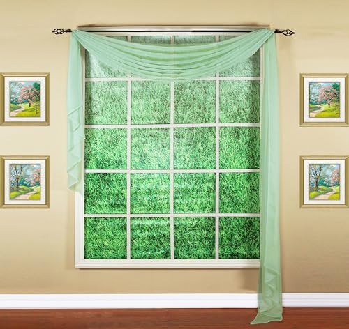 Today's Curtain Emelia Original Voile Scarf 216", Sage, 45" W x 216" L