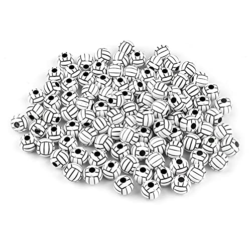 Framendino 100 Pack Volleyball Beads 12mm Small Sports Pony Loose Ball Bead for DIY Craft Jewelry Making Bracelets Necklaces Earrings Decoration Accessories