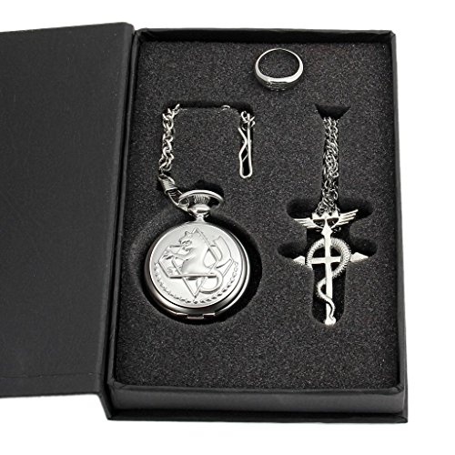 HiRudolph NORTHEN - 1 Reloj de Bolsillo de Metal para Cosplay, diseño de alquimista Edward Elric