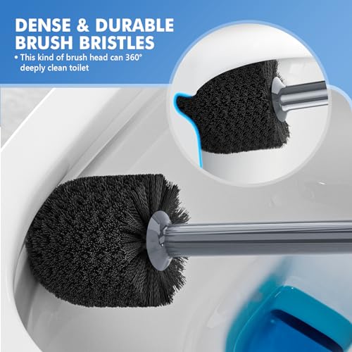 Image of LOVLOY Toilet Plunger and Brush with Holder, Bowl Brush and Heavy Duty Toilet Plunger Set with Ventilated Holder, 2-in-1 Toilet Brush and Plunger Combo for 5.3-inch Toilet Drain New Pack (Grey, 1)