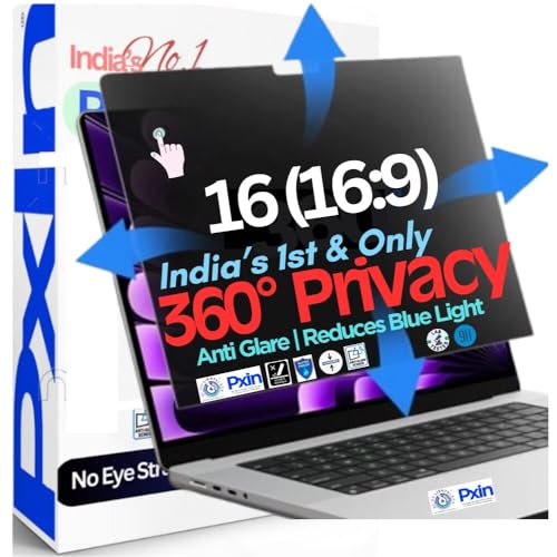 Image of Pxin 360 Privacy Guard compatible with 16 Inch Regular Laptop (16:9) | Privacy screen protector | Anti Glare | Anti Spy Screen | Reduces blue light | 360 degree Privacy Screen | Eye Protection