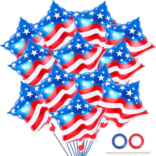 Image of 24 Pcs 4th of July Balloons,American Flag Balloon,Patriotic Party Decorations,18 inch Red White Blue Star Foil Balloon for Independence Day Memorial Day Party Supplies (American Flag Star)