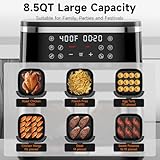 Kitchen Elite® Air Fryer Oven Stainless Steel, XL 8.5QT Large Airfryer with View Window, 10 one-touch Functions, Precise Temp Control, 90% Less Oil, Rapid Heating, Roast, Dehydrate, 1700W [Enhanced]