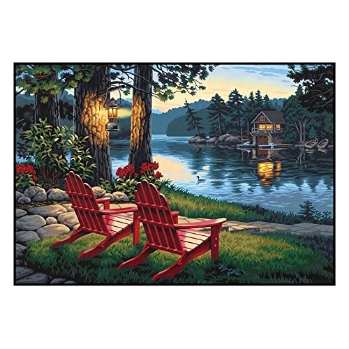 Broderie diamant ruisseau forestier 50x100 cm avec kit complet de strass pour peinture 5D
