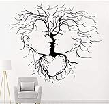 Pegatinas De Pared Mural Pareja Amorosa Árbol Abstracto Decoración Romántica Para Dormitorio Armario Cabecero Vinilo Autoadhesivo 48X42 Cm