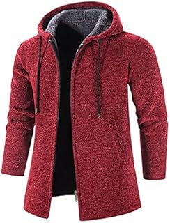 Winter Jackets for Men Hooded Long Sleeve Pocket Zipper Coat Lightweight Running Cycling Rain Jacket Winter Warm UP Thermal Softshell Cycling Jacket