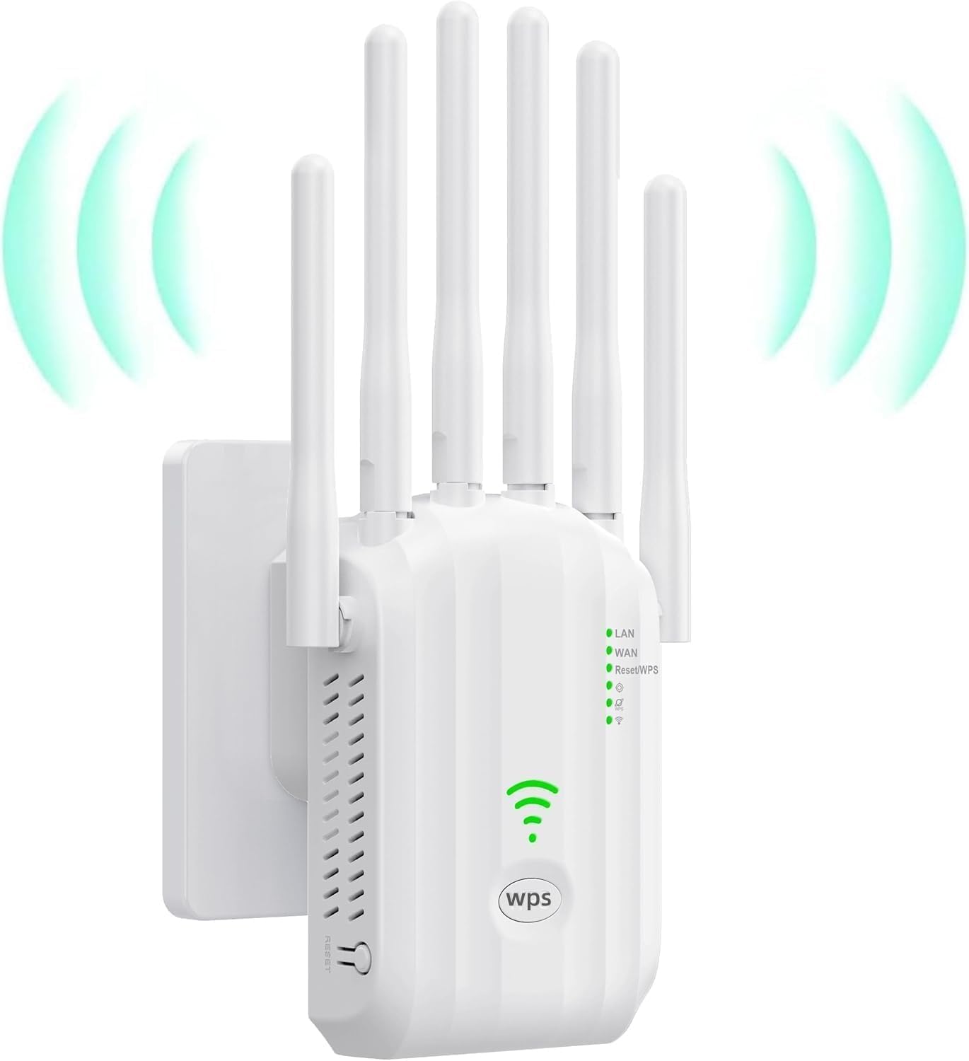 Repetidor WiFi, Amplificador señal WiFi,1200MbpsWiFi 6 Antenas,2 Puertos LAN,Cobertura Total de 360°,Cobertura de hasta 11800Sq.Ft,repetidor WiFi Largo Alcanc,para oficinas y hogares,Easy Set up