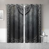 QpaZynthy Medieval Armor Vintage Iron Gate Curtains, Gothic Celtic Knot Blackout Curtains for Bedroom, Metal Texture Rustic Fantasy Castle Curtain for Living Room, Drapes 2 Panel 42 x 84 Inch