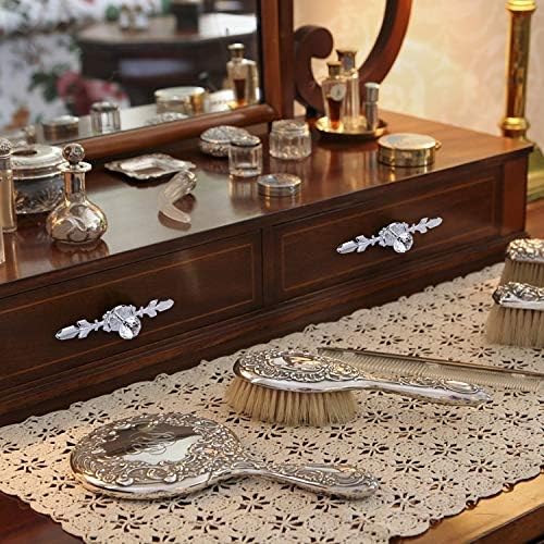 Crystal Drawer Knobs Diamond Shape Cabinet Pull Handle with Silver Plate and Screws for Kitchen Door Cupboard Wardrobe Drawer Bedroom Dresser Furniture Decoration 170MM (Pack of 4)