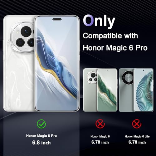 Image of Case for Honor Magic 6 Pro 5G, Military Grade Drop Protection Phone Case, Yellowing Resistant, Anti-Scratch Hard PC Back, Shockproof Hard Ultra-Thin Protective Cover, Clear