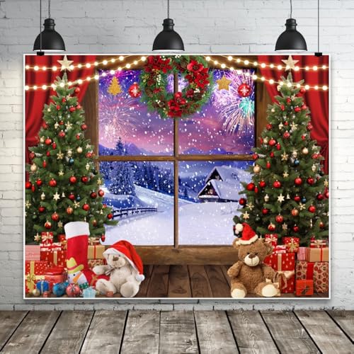 Toile de fond fenêtre de Noël 3x2,4 m anti-reflet pour réussir vos photos