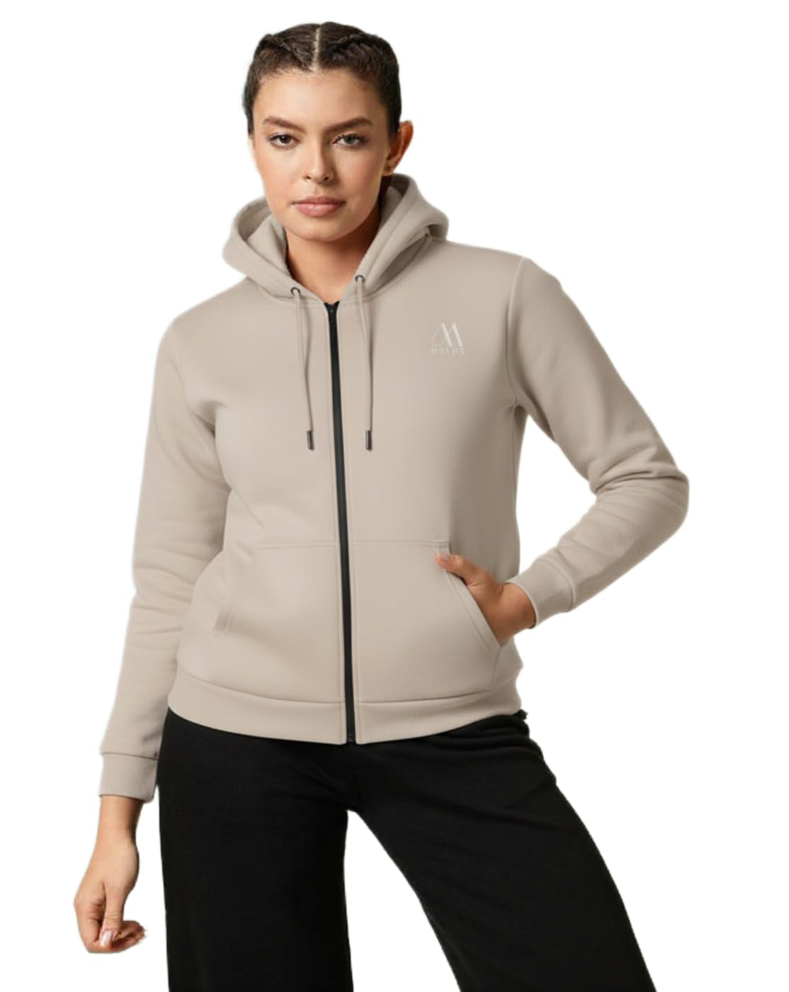 Girls Winter Zip-Up Hoodie | Solid Color Hooded Sweatshirt for Women-picture-23