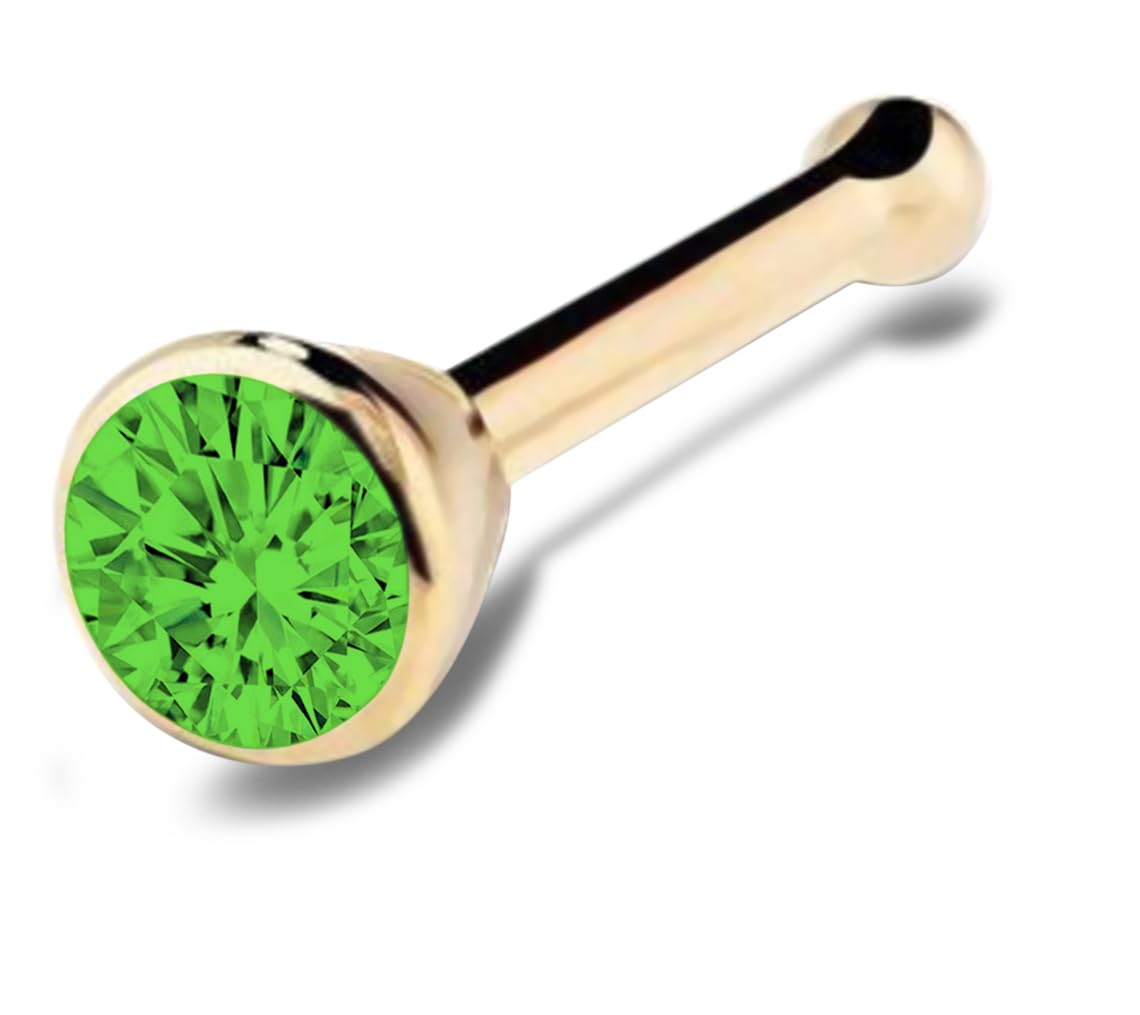 Jewells Gold Nose Pin14kt Yellow Gold Diamond Style For Girls & Women-image-32
