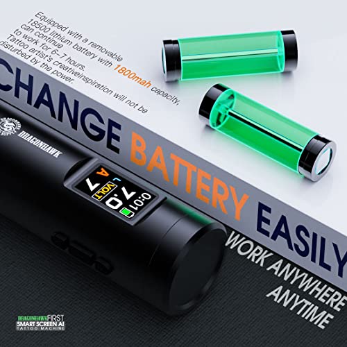 Dragonhawk X7 Wireless Tattoo Pen Kit, Rotary Tattoo Machine Gun Kit - Brushless Motor By Mcore, Smart Display Tattoo Pen 20Pcs Cartridges Needles - Fine Tattoo Kit #TOP7