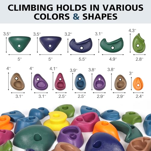 Image of 20Pcs Rock Wall Climbing Holds for Kids, Climbing Grips for Indoor /Outdoor