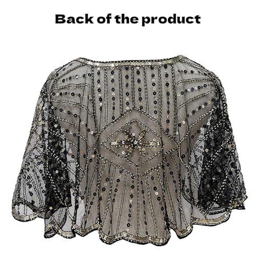 Vintage Lace Beaded Shawl, 1920s Shawl, Beaded Capelet for Evening Dresses4