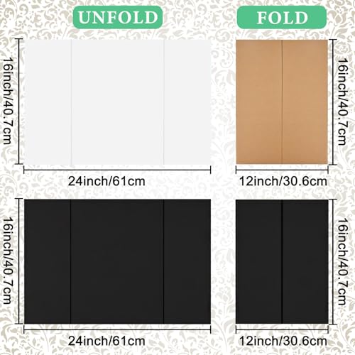 Image of 4-Pack Trifold Display Boards, Black+White 24 x 16 Inches Tri-Fold Corrugated Presentation Boards for Classroom Projects, Science Fairs, Business Events, and Exhibits