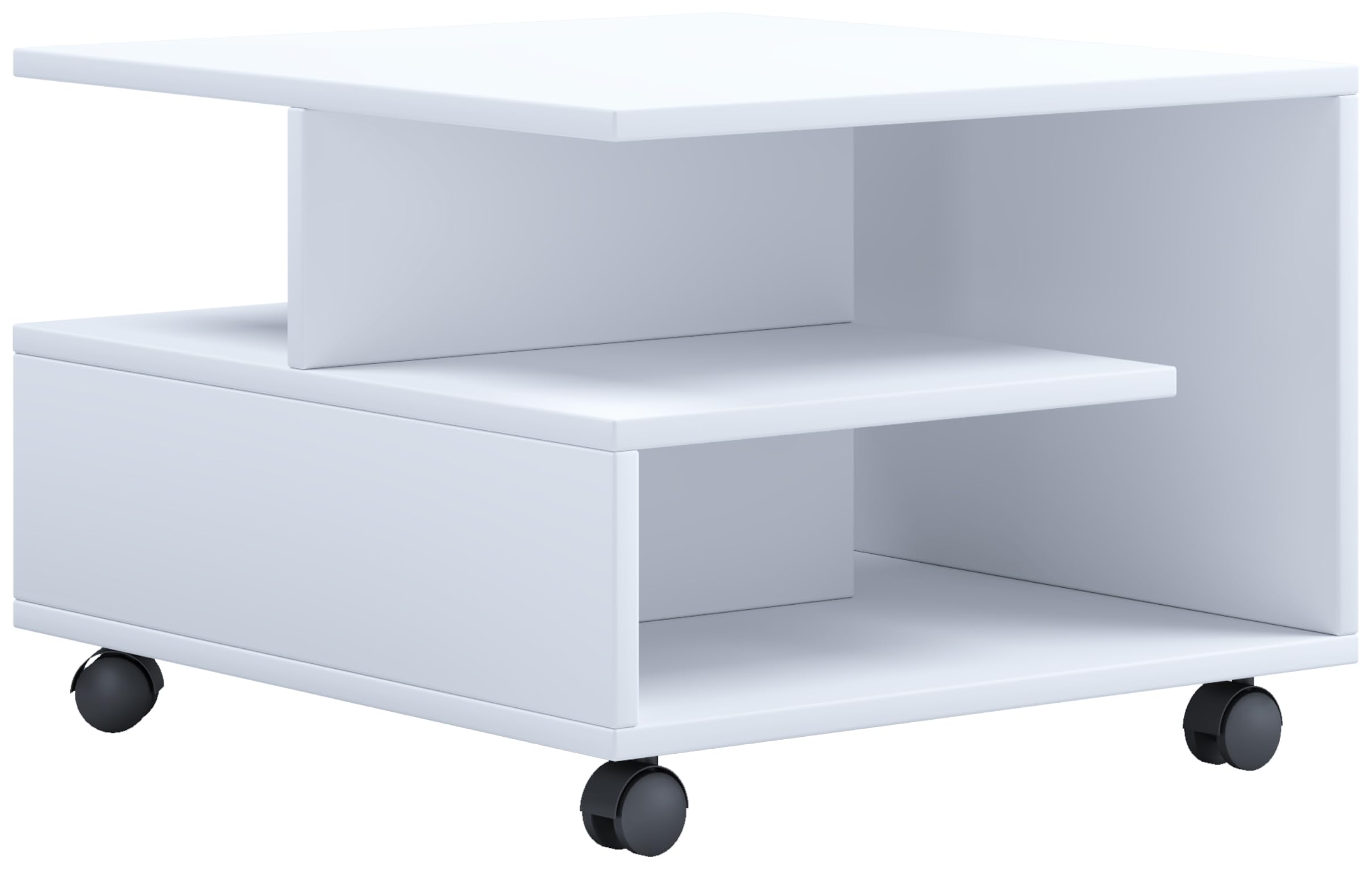 VCM Holz Couchtisch Sofatisch Wohnzimmertisch Rollen rollbar Kaffeetisch Stango S Weiß