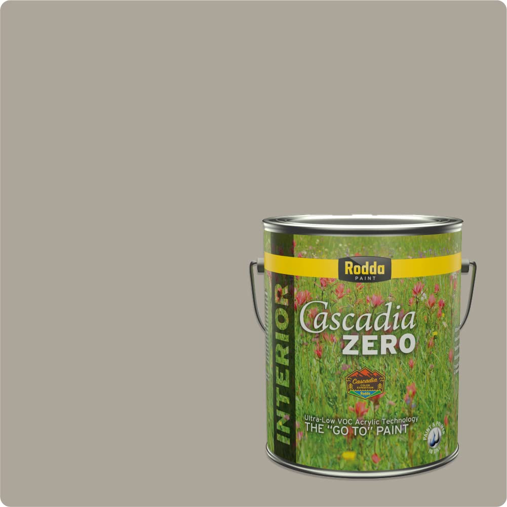 Rodda Paint CASCADIA ZERO Interior Satin Low VOC Paint & Primer in One, 1-Gallon, Mushroom