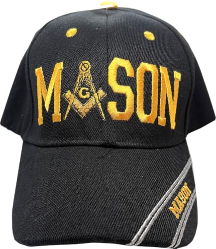 Image of AborenCo Freemason Mason Lodge Symbol Adjustable 3D Embroidery Baseball Cap Hat